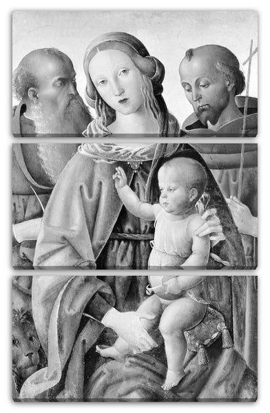Leinwandbild Italienischer (Umbrischer) Maler (ca. 1500) - Madonna und Kind mit Heiligen Jerome und Francis