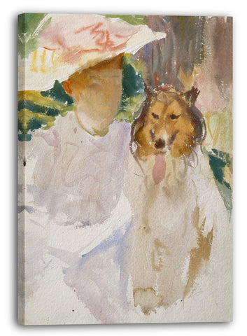 Leinwandbild John Singer Sargent - Frau mit Collie