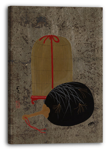 Leinwandbild Shibata Zeshin - Fächer und Insektenkäfig