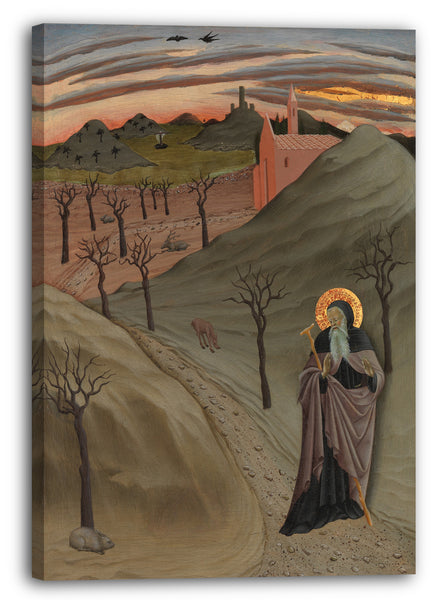 Leinwandbild Meister der Osservanza - Heiliger Antonius der Abt in der Wildnis