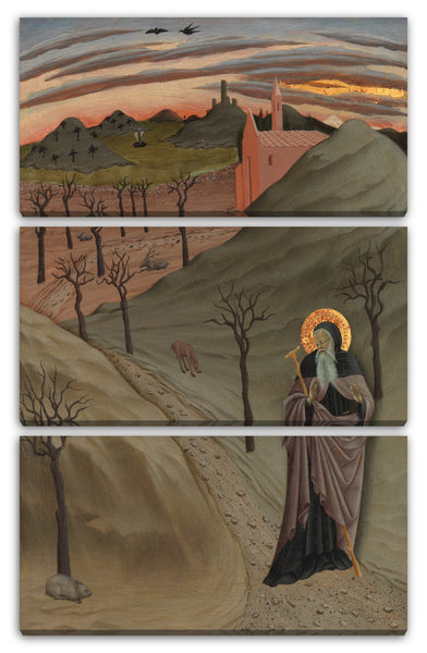 Leinwandbild Meister der Osservanza - Heiliger Antonius der Abt in der Wildnis