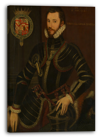Leinwandbild Britischer Maler - Porträt von Walter Devereux (1539-1576), erster Graf von Essex