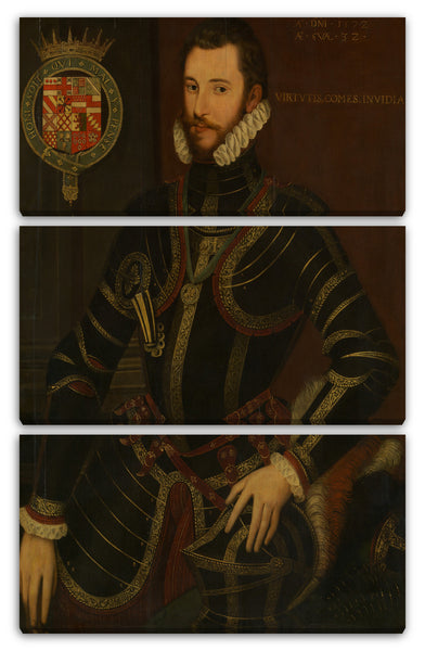 Leinwandbild Britischer Maler - Porträt von Walter Devereux (1539-1576), erster Graf von Essex