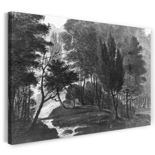 Leinwandbild Pavel Petrowitsch Svinin - Eine Waldszene (Die Sonne, die über den Tau reflektiert, eine Gartenszene: Echo, Pennsylvania, Ein Ort, der Herrn D. Bavarage gehört, 1808)