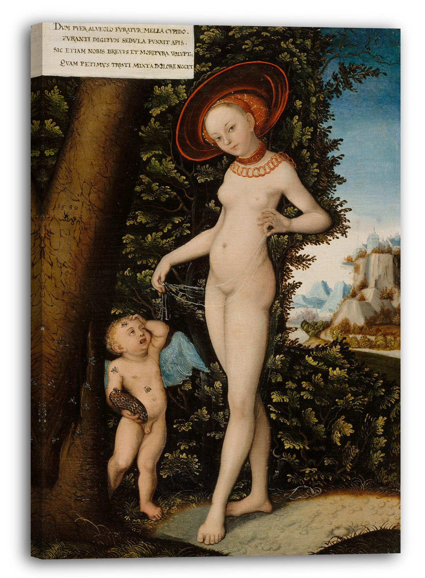 Leinwandbild Kopie nach Lucas Cranach dem Älteren - Venus mit Amor dem Honigdieb