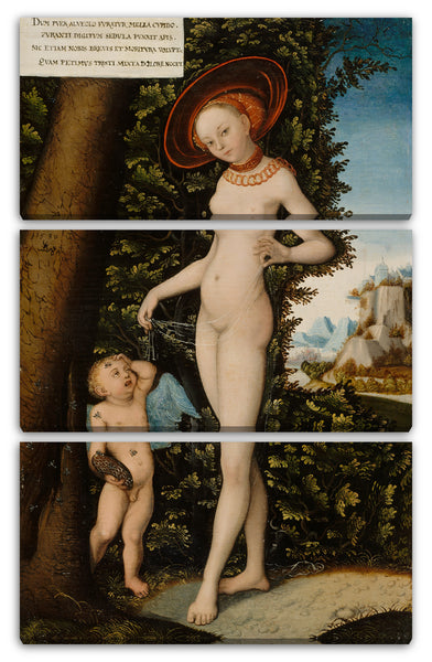 Leinwandbild Kopie nach Lucas Cranach dem Älteren - Venus mit Amor dem Honigdieb