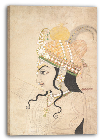 Leinwandbild Sahib Ram zugeschrieben - Kopf von Krishna: Karikatur für ein Wandbild des Raslila