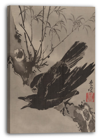 Leinwandbild Kawanabe Kyōsai (Japanisch, 1831-1889) - Krähe auf einem Ast