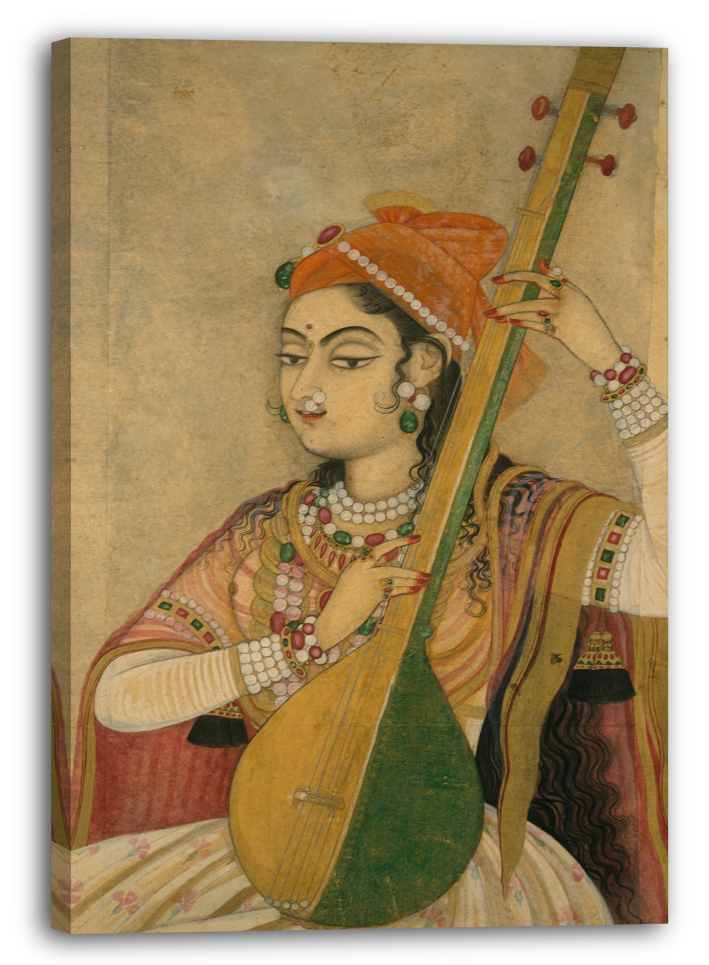 Leinwandbild ca. 1735 - Eine Dame spielt die Tanpura