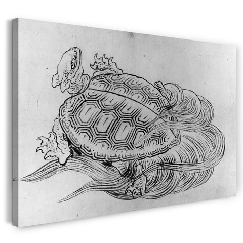 Leinwandbild Katsushika Hokusai zugeschrieben - Meeresschildkröte (Emblem der Langlebigkeit)