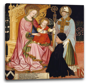Leinwandbild Meister G.Z. - Madonna und Kind mit dem Stifter, Pietro de 'Lardi, Präsentiert von Sankt Nikolaus