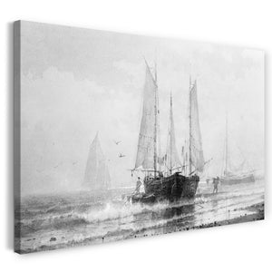 Leinwandbild Henry Pember Smith - Seelandschaft-Fischerboote am Ufer