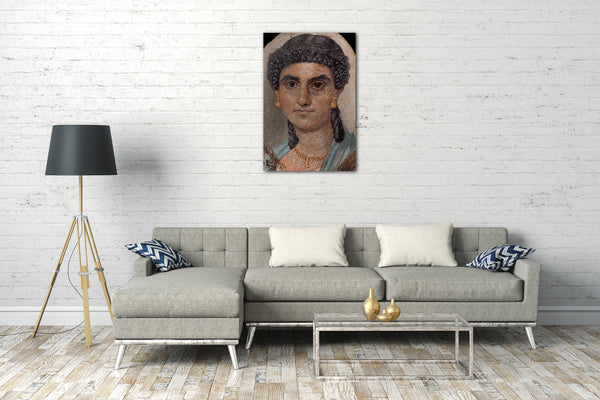 Leinwandbild Römische Zeit - Tafelmalerei einer Frau in einem blauen Mantel