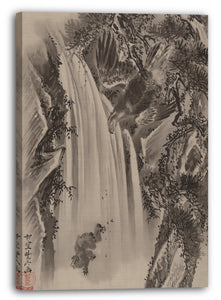 Leinwandbild Kawanabe Kyōsai (Japanisch, 1831-1889) - Wasserfall, Adler und Affe