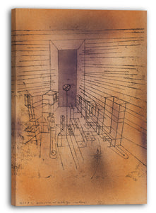 Leinwandbild Paul Klee - Geisterkammer mit der hohen Tür (Neue Version)