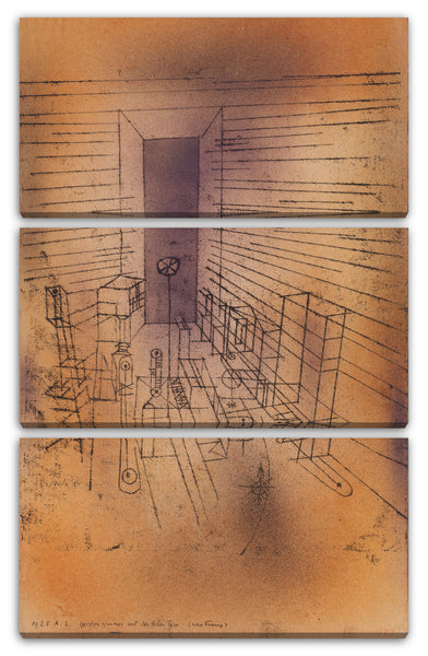 Leinwandbild Paul Klee - Geisterkammer mit der hohen Tür (Neue Version)