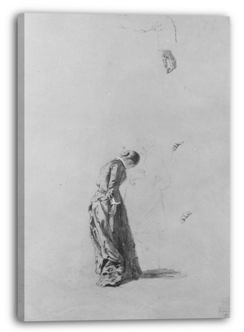 Leinwandbild Thomas Hovenden - Stehende Frau mit Mann in Kontur