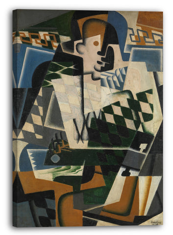 Leinwandbild Juan Gris - Harlekin mit einer Gitarre
