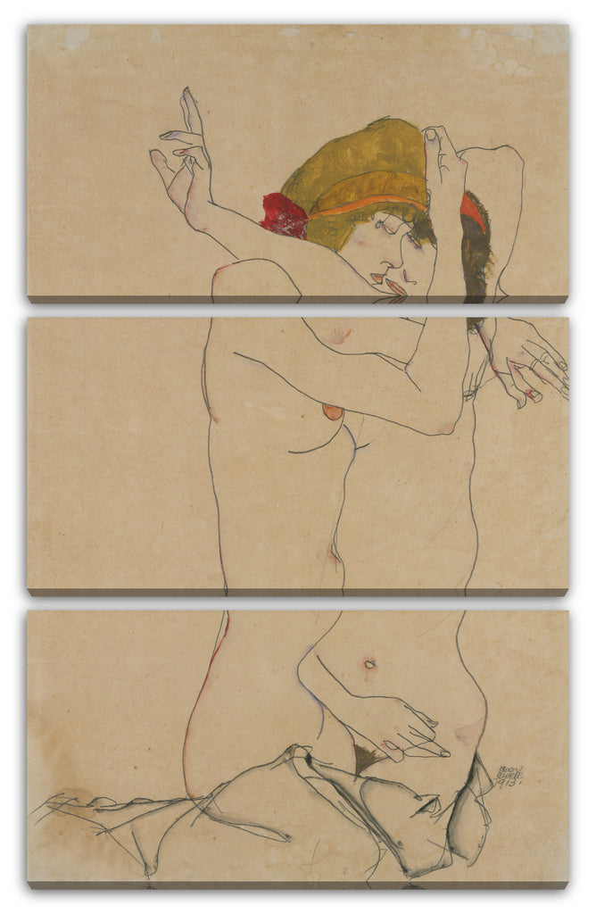 Leinwandbild Egon Schiele - Zwei Frauen umarmen sich