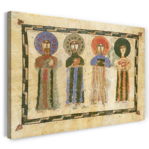 Leinwandbild 1290-1330 - Blatt aus einem Evangelistenbuch mit vier stehenden Evangelisten