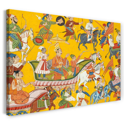 Leinwandbild Bahu Meister - König Dasaratha und sein Gefolge schreiten zu Ramas Hochzeit: Folio aus der Shangri-II-Ramayana-Serie
