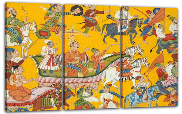 Leinwandbild Bahu Meister - König Dasaratha und sein Gefolge schreiten zu Ramas Hochzeit: Folio aus der Shangri-II-Ramayana-Serie