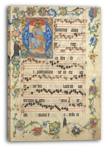 Leinwandbild ca. 1405 - Bifolium mit Christus in Majestät in einer Initiale A, aus einem Antiphonar