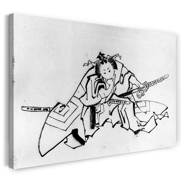 Leinwandbild Schule von Katsushika Hokusai - Der Schauspieler Danjuro als Shibaraku