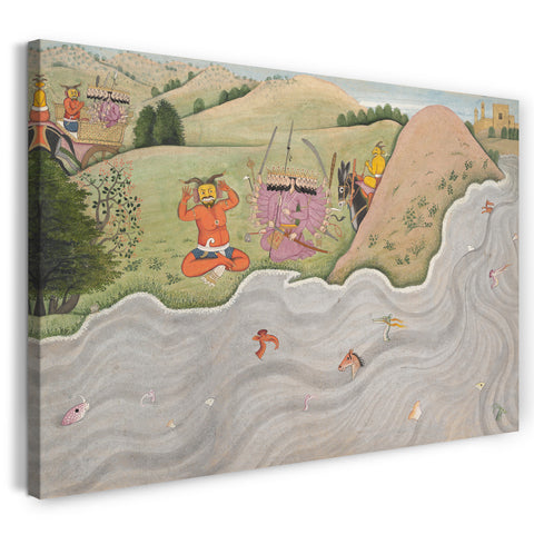 Leinwandbild ca. 1780 - Der Dämon Marichi versucht Ravana abzubringen