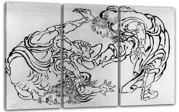 Leinwandbild Katsushika Hokusai zugeschrieben - Zwei Ringkämpfer
