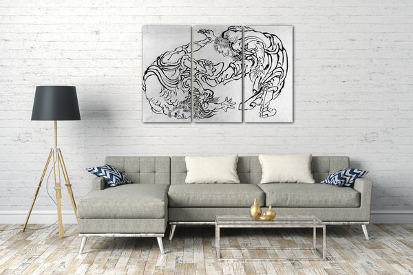 Leinwandbild Katsushika Hokusai zugeschrieben - Zwei Ringkämpfer