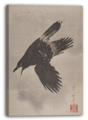 Leinwandbild Kawanabe Kyōsai (Japanisch, 1831-1889) - Krähe fliegt im Schnee