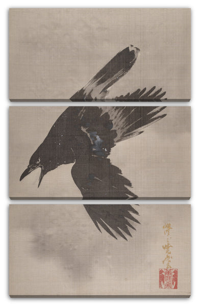 Leinwandbild Kawanabe Kyōsai (Japanisch, 1831-1889) - Krähe fliegt im Schnee