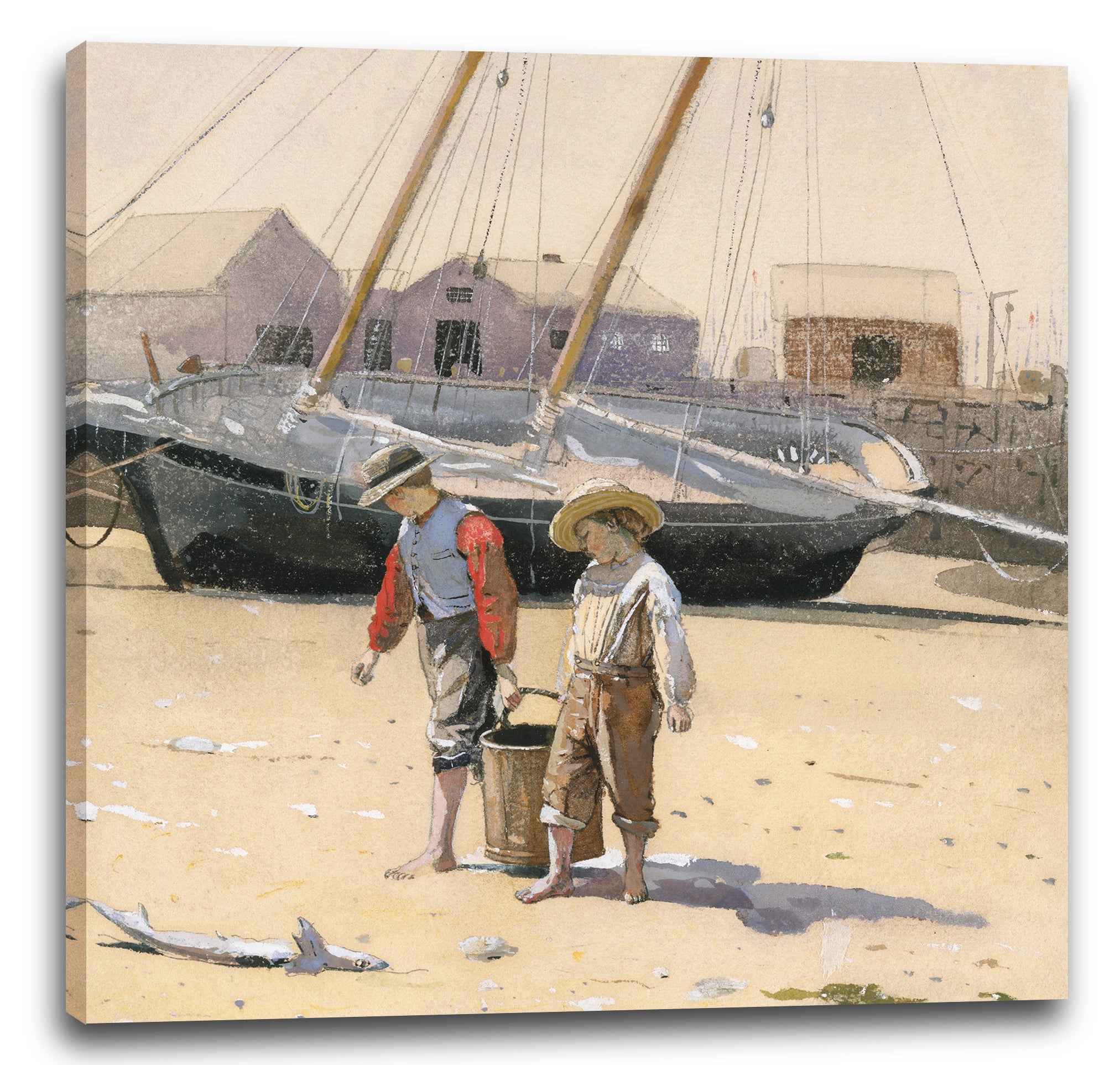 Leinwandbild Winslow Homer - Ein Korb mit Muscheln