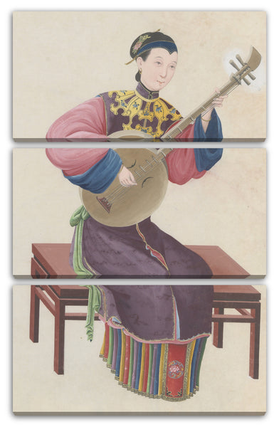 Leinwandbild Ende des 18. Jahrhunderts - Aquarell eines Ruan (?) spielenden Musikers