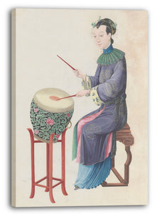 Leinwandbild Ende des 18. Jahrhunderts - Aquarell eines Trommel spielenden Musikers