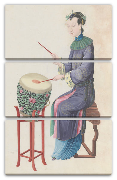Leinwandbild Ende des 18. Jahrhunderts - Aquarell eines Trommel spielenden Musikers