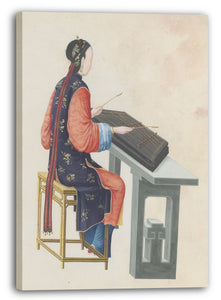 Leinwandbild Ende des 18. Jahrhunderts - Aquarell eines Yangqin spielenden Musikers