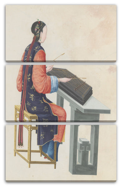 Leinwandbild Ende des 18. Jahrhunderts - Aquarell eines Yangqin spielenden Musikers