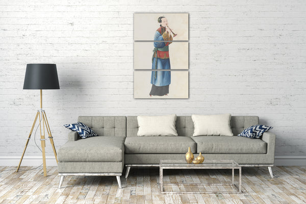 Leinwandbild Ende des 18. Jahrhunderts - Aquarell eines Sona spielenden Musikers