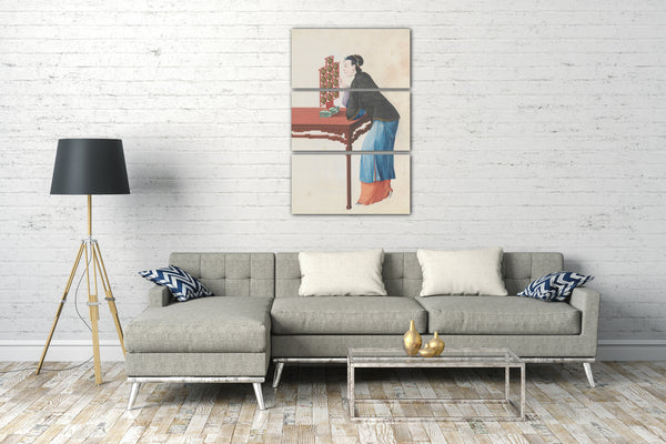 Leinwandbild Ende des 18. Jahrhunderts - Aquarell eines Yunlo spielenden Musikers