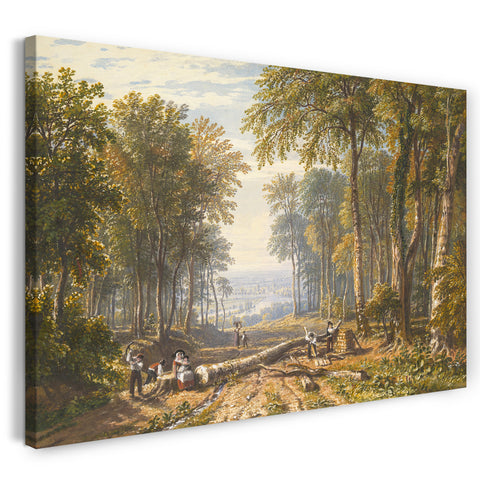 Leinwandbild William Havell - Holzfäller bei Park Place, Henley, die Themse jenseits