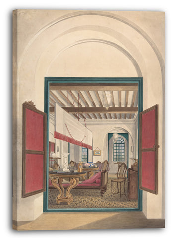 Leinwandbild Anonym, Britisch, 19. Jahrhundert - Englischer Innenraum in Indien