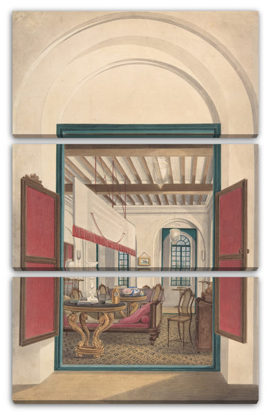 Leinwandbild Anonym, Britisch, 19. Jahrhundert - Englischer Innenraum in Indien