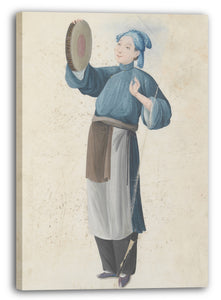 Leinwandbild Ende des 18. Jahrhunderts - Aquarell eines Trommel spielenden Musikers