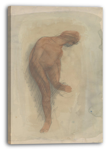 Leinwandbild Auguste Rodin - Nackte weibliche Figur, die linken Fuß hält