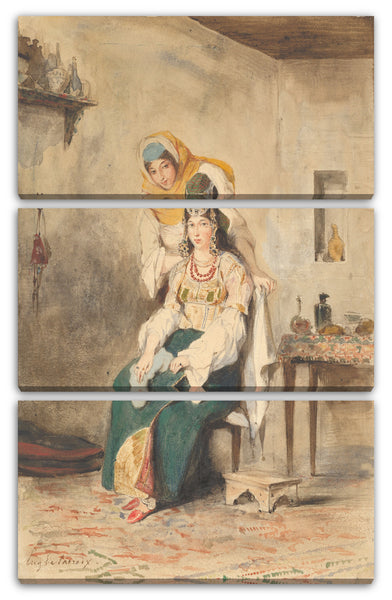 Leinwandbild Eugène Delacroix - Saada, die Frau von Abraham Ben-Chimol, und Préciada, eine ihrer Töchter