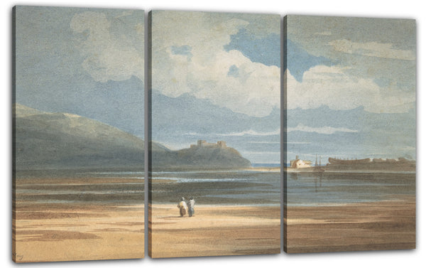 Leinwandbild John Varley - Harlech Castle entlang des Traeth Mawr