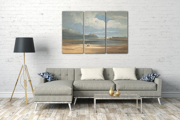 Leinwandbild John Varley - Harlech Castle entlang des Traeth Mawr