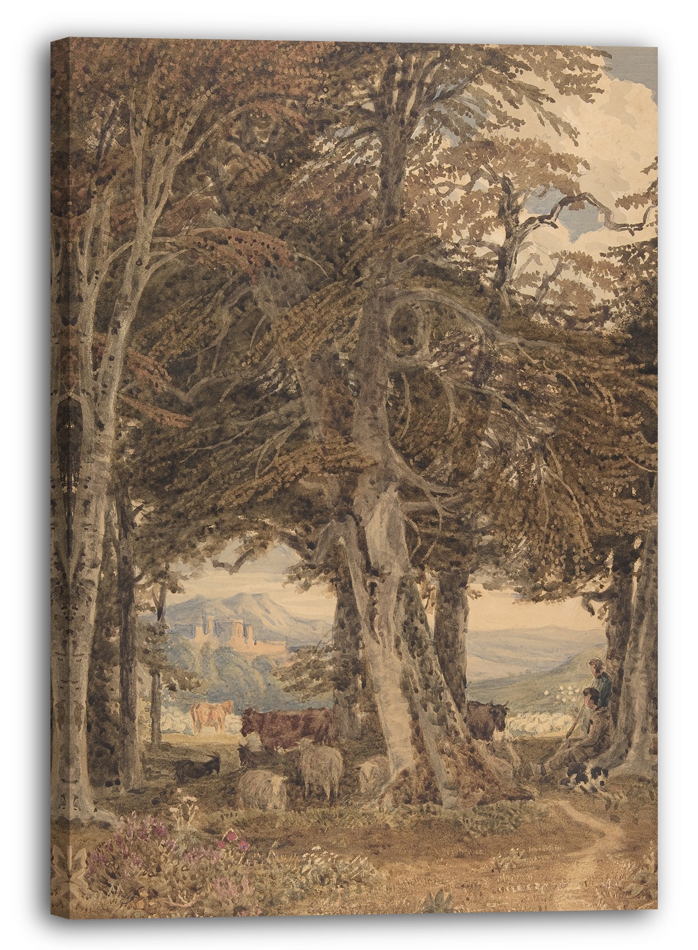 Leinwandbild George Barret, der Jüngere - Rinder und Schafe bei der Rast am Waldrand